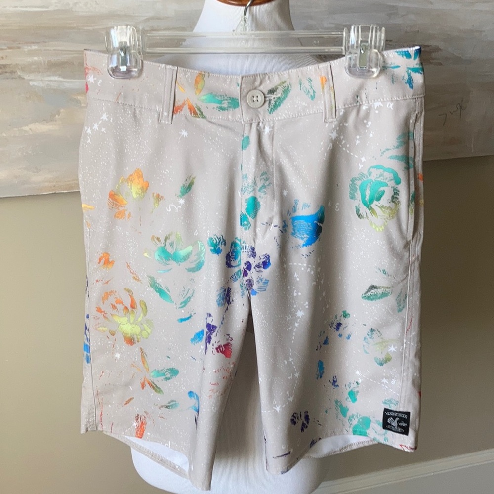 Vans “Vanphibian” beige abstract print board shorts